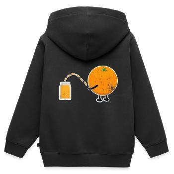 Orange Orangensaft Veganer Geschenkidee - Kinder Premium Organic Zip Hoodie - Schwarz - Hinten - AI Model Kid Male (0cm)