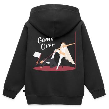 JGA Married - Game Over Bride - Bachelor - Kinder Premium Organic Zip Hoodie - Schwarz - Hinten - AI Model Kid Male (0cm)