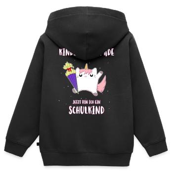 Caticorn Schulkind - Kinder Premium Organic Zip Hoodie - Schwarz - Hinten - AI Model Kid Male (0cm)