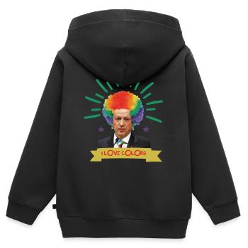 Recep Tayyip Erdogan Türkei Geschenk - Kinder Premium Organic Zip Hoodie - Schwarz - Hinten - AI Model Kid Male (0cm)