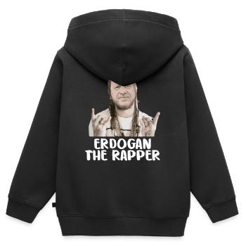 Erdogan Diktator Geschenk Türkei - Kinder Premium Organic Zip Hoodie - Schwarz - Hinten - AI Model Kid Male (0cm)