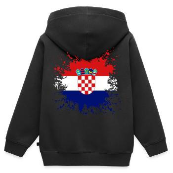 Kroatien Flagge Farbspritzer - Kinder Premium Organic Zip Hoodie - Schwarz - Hinten - AI Model Kid Male (0cm)