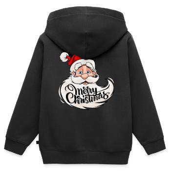 Noël Santa Claus / Noël - Sweat Premium à capuche zippé enfant bio - noir - Dos - AI Model Kid Male (0cm)