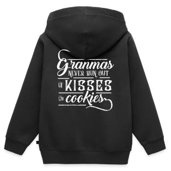 Oma Omi Großmutter Kekse Küsse Geschenk herzlich - Kinder Premium Organic Zip Hoodie - Schwarz - Hinten - AI Model Kid Male (0cm)