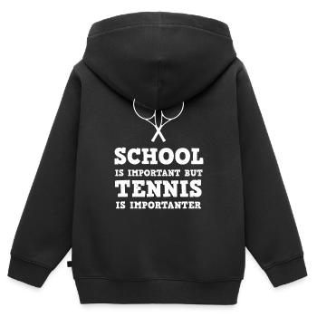 Tennis Tennisspieler Tennisplatz - Kinder Premium Organic Zip Hoodie - Schwarz - Hinten - AI Model Kid Male (0cm)