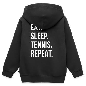 Tennis Tennisspieler Tennisplatz - Kinder Premium Organic Zip Hoodie - Schwarz - Hinten - AI Model Kid Male (0cm)