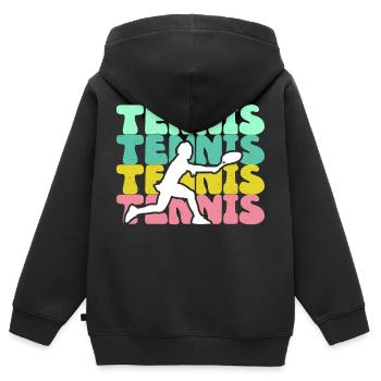 Tennis Tennisspieler Tennisplatz - Kinder Premium Organic Zip Hoodie - Schwarz - Hinten - AI Model Kid Male (0cm)