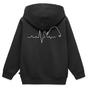 Angeln Angler Fischerei Fischer - Kinder Premium Organic Zip Hoodie - Schwarz - Hinten - AI Model Kid Male (0cm)