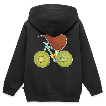 kiwi - Sweat Premium à capuche zippé enfant bio - noir - Dos - AI Model Kid Male (0cm)