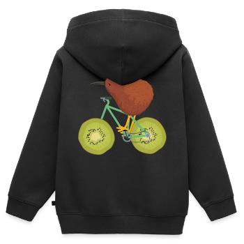 kiwi - Sweat Premium à capuche zippé enfant bio - noir - Dos - AI Model Kid Male (0cm)