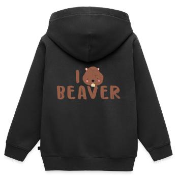 Biber - Kinder Premium Organic Zip Hoodie - Schwarz - Hinten - AI Model Kid Male (0cm)
