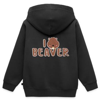 Biber - Kinder Premium Organic Zip Hoodie - Schwarz - Hinten - AI Model Kid Male (0cm)