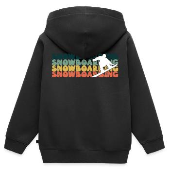 Snowboard Snowboard Snowboard - Sweat Premium à capuche zippé enfant bio - noir - Dos - AI Model Kid Male (0cm)