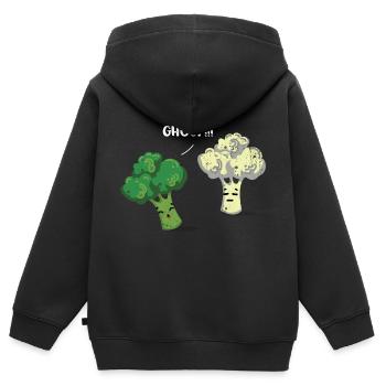 Brokkoli Blumenkohl - Kinder Premium Organic Zip Hoodie - Schwarz - Hinten - AI Model Kid Male (0cm)