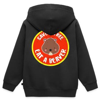 Bieber - Kinder Premium Organic Zip Hoodie - Schwarz - Hinten - AI Model Kid Male (0cm)