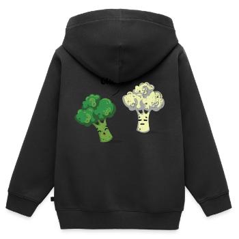 Brokkoli - Kinder Premium Organic Zip Hoodie - Schwarz - Hinten - AI Model Kid Male (0cm)