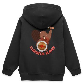 Biber - Kinder Premium Organic Zip Hoodie - Schwarz - Hinten - AI Model Kid Male (0cm)