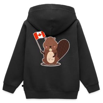 Biber - Kinder Premium Organic Zip Hoodie - Schwarz - Hinten - AI Model Kid Male (0cm)