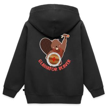 Biber - Kinder Premium Organic Zip Hoodie - Schwarz - Hinten - AI Model Kid Male (0cm)
