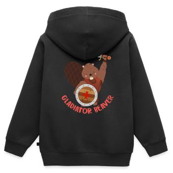 Gladiator Biber Schwert Mittelalter süß Geschenk - Kinder Premium Organic Zip Hoodie - Schwarz - Hinten - AI Model Kid Male (0cm)