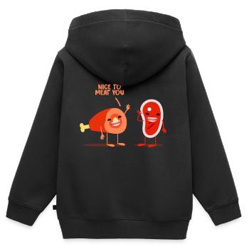 Metzger Fleisch Steak witzig Geschenk Geschenkidee - Kinder Premium Organic Zip Hoodie - Schwarz - Hinten - AI Model Kid Male (0cm)