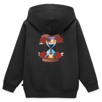 Sanduhr - Kinder Premium Organic Zip Hoodie - Schwarz - Hinten - AI Model Kid Male (0cm)