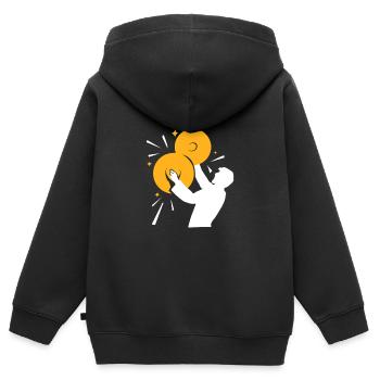 Becken Musikinstrument Schlagzeug Zimbel Musiker - Kinder Premium Organic Zip Hoodie - Schwarz - Hinten - AI Model Kid Male (0cm)