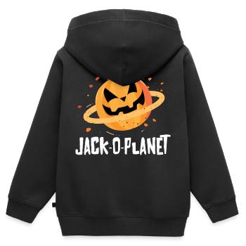 Halloween Pumpkin Face Jack-O-Planet - Sweat Premium à capuche zippé enfant bio - noir - Dos - AI Model Kid Male (0cm)