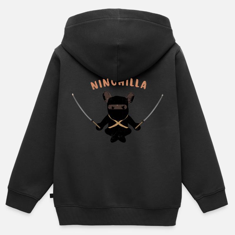 Samurai ninja cadeau - Sweat Premium à capuche zippé enfant bio - noir