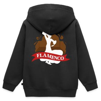 Flamenco - Kinder Premium Organic Zip Hoodie - Schwarz - Hinten - AI Model Kid Male (0cm)