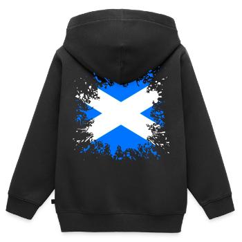Schottland Flagge Farbspritzer - Kinder Premium Organic Zip Hoodie - Schwarz - Hinten - AI Model Kid Male (0cm)