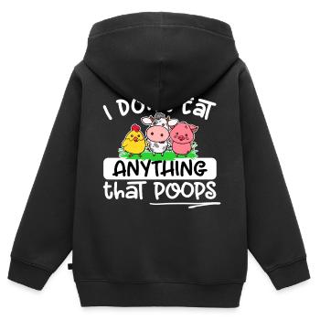Vegetarier Vegan - I don't eat anything that poops - Kinder Premium Organic Zip Hoodie - Schwarz - Hinten - AI Model Kid Male (0cm)