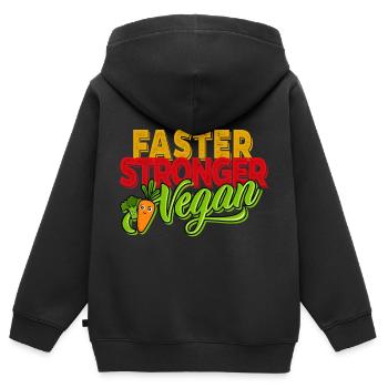Vegetarier Vegan - Faster Stronger Vegan - Kinder Premium Organic Zip Hoodie - Schwarz - Hinten - AI Model Kid Male (0cm)