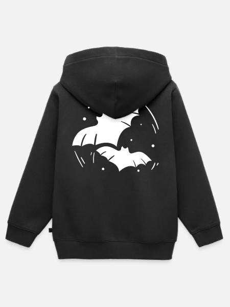 vleermuis - Kinder Premium zip hoodie biologisch - zwart