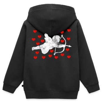 Ange cupidon - Sweat Premium à capuche zippé enfant bio - noir - Dos - AI Model Kid Male (0cm)
