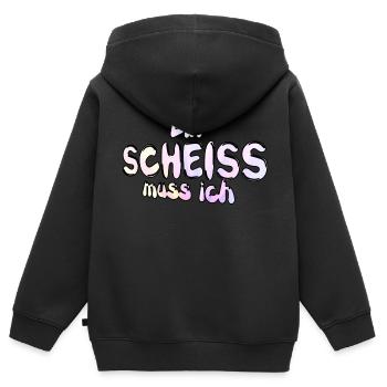 Ein Scheiss muss ich witzig Spruch - Kinder Premium Organic Zip Hoodie - Schwarz - Hinten - AI Model Kid Male (0cm)