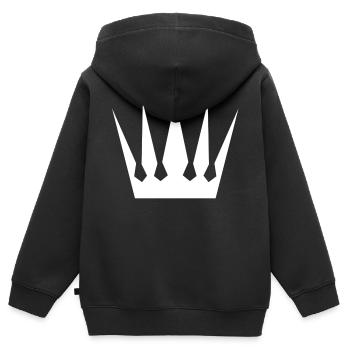 Krone - Kinder Premium Organic Zip Hoodie - Schwarz - Hinten - AI Model Kid Male (0cm)