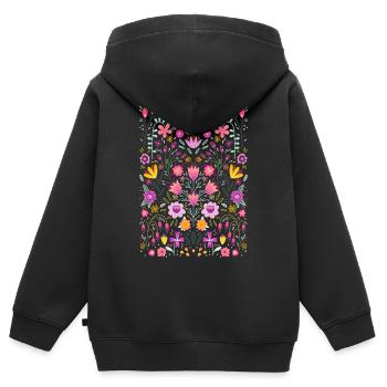 Bright Floral Botanical - Kids Premium Organic Zip-up Hoodie - black - Back - AI Model Kid Male (0cm)