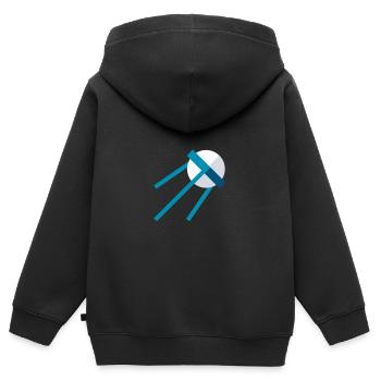 Satellit im All – Blaues Space Icon - Kinder Premium Organic Zip Hoodie - Schwarz - Hinten - AI Model Kid Male (0cm)