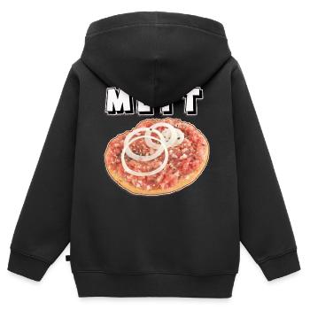  Pop Art Mettbrötchen t-shirt mett Fan Hackfleisch - Kinder Premium Organic Zip Hoodie - Schwarz - Hinten - AI Model Kid Male (0cm)