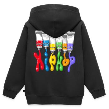 Hip hop tubes - Kinder Premium Organic Zip Hoodie - Schwarz - Hinten - AI Model Kid Male (0cm)