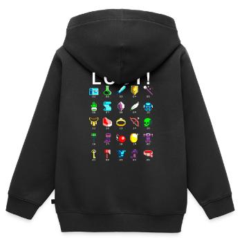8bit Pixel Sammlung von Beute Gamer Nerd - Kinder Premium Organic Zip Hoodie - Schwarz - Hinten - AI Model Kid Male (0cm)