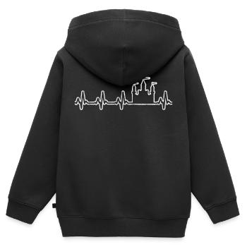 Château fort médiéval - Sweat Premium à capuche zippé enfant bio - noir - Dos - AI Model Kid Male (0cm)