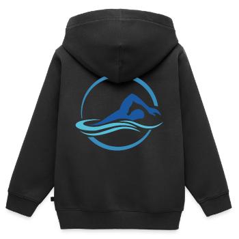Schwimmen Sommer Sonne Strand Geschenk - Kinder Premium Organic Zip Hoodie - Schwarz - Hinten - AI Model Kid Male (0cm)