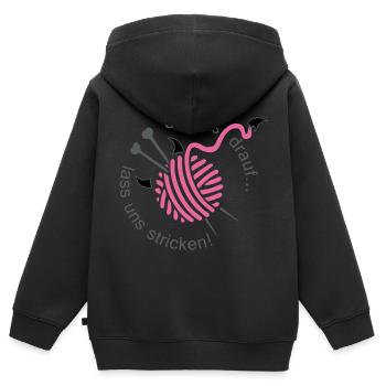 Stricken Hobby Handarbeit Stricknadel Geschenk - Kinder Premium Organic Zip Hoodie - Schwarz - Hinten - AI Model Kid Male (0cm)