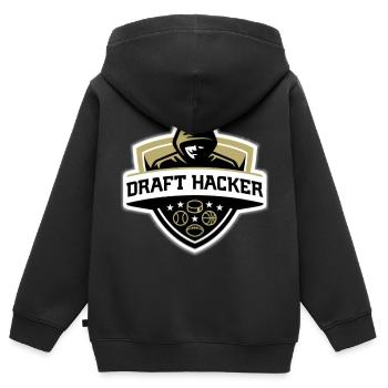 Draft Hacker - Kinder Premium Organic Zip Hoodie - Schwarz - Hinten - AI Model Kid Male (0cm)