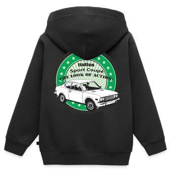Coup d’État sportif italien - Sweat Premium à capuche zippé enfant bio - noir - Dos - AI Model Kid Male (0cm)