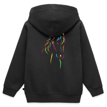 Pferdekopf Bunt - Kinder Premium Organic Zip Hoodie - Schwarz - Hinten - AI Model Kid Male (0cm)