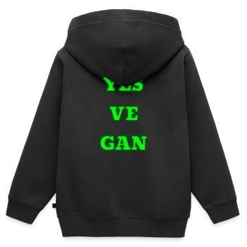 Vegan Veganer - Kinder Premium Organic Zip Hoodie - Schwarz - Hinten - AI Model Kid Male (0cm)