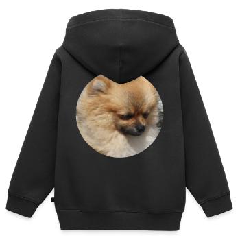 Pomeranian Hunderasse niedlicher Hund - Kinder Premium Organic Zip Hoodie - Schwarz - Hinten - AI Model Kid Male (0cm)